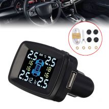 Mayitr système d'alarme alarme pneu sans fil | Sans fil TPMS voiture, capteur externe 4 allume-cigare, affichage numérique LCD 1 ensemble