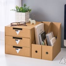 Boîte de rangement de fichiers en papier Kraft | Boîte de rangement multifonction, tiroir multicouche, documents divers, maison bureau bureau