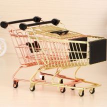 Mini panier boîte de rangement petit objet panier de rangement en fer forgé métal supermarché chariot panier de rangement-or