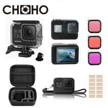 Pour Gopro 8 noir accessoires 60M boîtier étanche boîtier plongée filtre lentille protecteur d'écran sac pour Go Pro Hero 8 noir