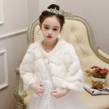 Cape en laine blanche pour enfants, châle épais, à fleurs, veste chaude, automne et hiver