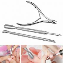 3 pièces en acier inoxydable ongles cuticules ciseaux cuillère poussoir décapant coupe-ongles Clipper Nipper usage domestique pédicure soins des pieds ensemble d'outils