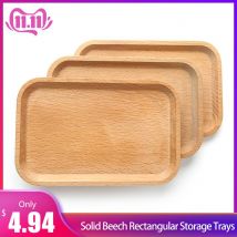 Assiette rectangulaire en bois nourriture occidentale hêtre massif coins ronds rectangulaires Snack Dessert plateau de service # SO
