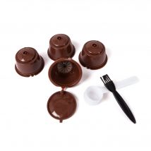 Capsules de café réutilisables, 4 pièces, pour Nespresso Dolce Gusto, avec cuillère et brosse