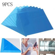 Autocollants muraux décoratifs en feuille d'aluminium pour miroirs, 9 pièces, Films de meubles décoratifs et auto-adhésifs, 15x15cm, carrés PS, #30