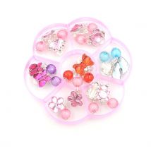 Sur boucles d'oreilles enfants oreille Clip mignon bijoux 7 paires mélanger dans la boîte en plastique pas percé fête