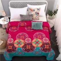 Couvre-lit édredon bohème rose | En polyester, couvre-lit pour enfant et adulte, 230x230 cm