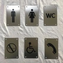 Plaque de signalisation de porte de toilette | Plaque en acier inoxydable, autocollant mural amusant, Plaque de signalisation pour porte de salle de bains hôtel