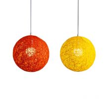 Lustre led en bambou et boules de chanvre, 2 pièces, abat-jour, en rotin sphérique, forme créative individuelle, disponible en Orange et jaune