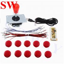 2-Player Arcade machine boutons et Joystick bricolage contrôleur Kit pour Windows et framboise Pi + 5 broches Joysticks + 10 pièces bouton poussoir