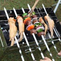 10 Teile/satz Neue BBQ Grill Edelstahl Grillen Kabob Kebab Flache Spieße Nadel Nützlich #06