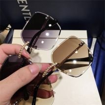 Lunettes de soleil surdimensionnées pour femmes | Lunettes de soleil, marron rose dégradé, sans bords, lunettes de de styliste, Uv400,