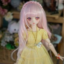 Perruques de poupée 1/3 bjd rose perruque ondulée cale style perruque bouclée perruque avec frange poupée visage cheveux bouclés perruque tressée perruques