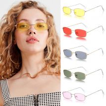 UV400 unisexe petit rétro nuances Rectangle lunettes de soleil hommes cadre en métal lunettes en plein air clair lentille lunettes de soleil pour femmes lunettes