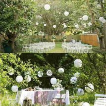 Paquet de 20 lanterne de papier blanc rond chinois, lanternes de papier suspendus lanternes décorations de fête de mariage