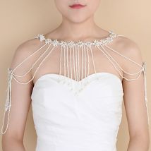 TRiXY G03 cristal perles enveloppe de mariée strass Bling Bling enveloppes de mariée blanc dentelle de mariage châle veste boléro enveloppement de mariée