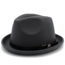 Chapeau Fedora pour homme, chapeau de Jazz en feutre pour homme, bord retroussé, église, avec ceinture à la , automne hiver