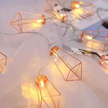 Scintillant étoile 20 LED 10ft diamant chaîne lumières à piles, géométrique chaîne lumières blanc , or Rose lampes en métal décor