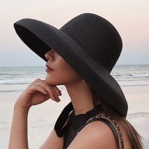 WeMe chapeau de paille de plage Hepburn HatHoliday chapeau de parasol Simple