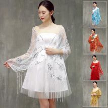 Robe de mariée Cheongsam châle mariée cérémonie de mariage longue châle paillettes glands robe de mariée accessoires