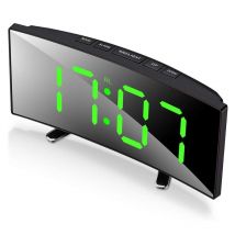 Réveil numérique, horloge numérique à écran LED réglable incurvée de 7 pouces pour chambre d'enfants, horloge grand nombre verte, léger Sma