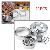 Moule à gâteau en forme d'anneau en acier inoxydable, 11 pièces, forme circulaire en Mousse, cookies, Mini anneau à gâteau en forme de pâte à gomme, outils de gâteau de mariage à faire soi-même