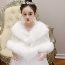 Luxe ivoire épais peluche mariage Cape de fourrure Junior Cape pour communion robe fleur fille veste boléro tailles gratuites