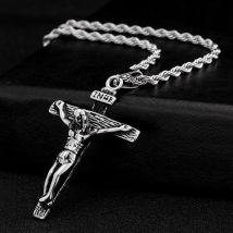 Diffone – collier classique pour hommes, Long, chaîne à maillons, breloque, pendentif, 2 couleurs,