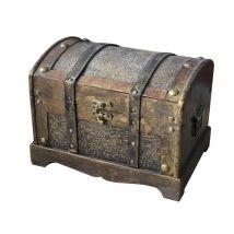 En bois Vintage Pirate coffre au trésor boîte bijoux rangement organisateur sans serrure trésor bibelot souvenir Case décor