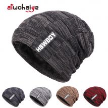 HSWBOY bonnet en tricot pour hommes, chapeau à carreaux rayé et en velours, chapeau de couverture épais, , crâne, os, collection hiver