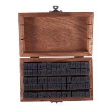 Tampon en caoutchouc Alphabet numéro symbole en bois coffret impression Style bois lettre 70 pièces