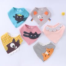 Serviette en coton pour bébé, 1 pièce, serviette en Triangle brodée en 3D de dessins animés, écharpe pour nourrissons, serviette pour nourrissons