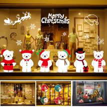 Autocollants de fenêtre murale noël noël Santa Art décalcomanie maison boutique décor facile sapin de noël à monter soi-même décoration de la maison fournitures imperméable à l'eau