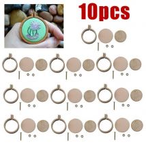 10 pièces Mini broderie cerceau broderie cadre en bois point de croix cerceau anneau bois boucle d'oreille bricolage artisanat outil