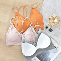 Femmes haut soutien-gorge Sexy à bretelles sous-vêtements Femme creux dos nu Bralette Triangle rembourré haut court Femme Fitness débardeur hauts