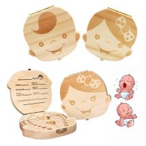 Boîte à dents de lait en bois pour bébé, organisateur de dents de lait en anglais, de rangement pour garçons et filles