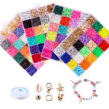Kit de perles plates en argile polymère, 6mm, disque rond souple, espaceur ample, fait à la main, pour Bracelet, bricolage, fabrication de bijoux, collier