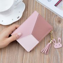 SHUJIN femmes portefeuilles avec fermeture à glissière rose téléphone poche sac à main porte-carte Patchwork femmes Long portefeuille dame gland court porte-monnaie