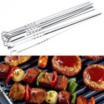 Brochettes BBQ en acier inoxydable | Grille à viande réutilisable en acier inoxydable, fourchette de gril, aiguille de barbecue, fourchette à longues aiguilles, bâtons brochettes
