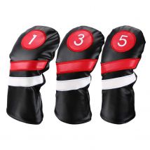 Couvre-chef de Golf 3 pièces/ensemble couvre-chef en bois de Fairway de conducteur noir rouge Vintage Pu 1 3 5 pilote