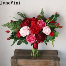 JaneVini rouge Bouquet Pivoine titulaire mariage Bouquets demoiselles d'honneur Pivoine Rose fleurs artificielle grande taille mariée mariée mariée Bouquet
