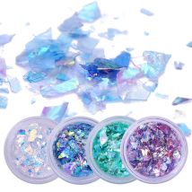 4 boîtes fluorescentes papier de verre ongles Flakies ensemble irrégulier Paillette Art des ongles paillettes paillettes paillettes bricolage Art des ongles décoration