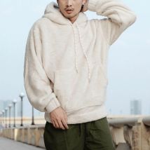 Hommes Moelleux Polaire blouson à capuche en fourrure Sweat Ours en peluche À Capuche hauts pullover Manteau NOUS