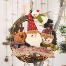 bonne année noël ornements noël père noël bonhomme de neige arbre pendentif rotin guirlande décorations pour la maison Noel Natal