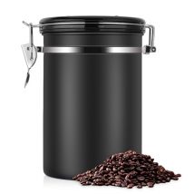 Grande boîte de Sortage hermétique en acier inoxydable | Conteneur de café, de thé, boîte de rangement de cuisine noire, boîte pour le café et le thé