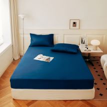 Drap-housse, couvre-lit, drap de lit et taie d'oreiller brossés de couleur unie
