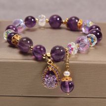 Cristal violet naturel femme forêt brise fraîche lumière bracelet de luxe sœurs bijoux
