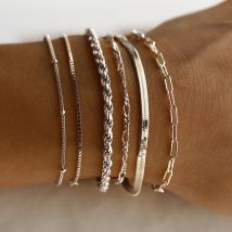Ensemble de 5 bracelets à chaîne en métal Bracelet à chaîne multicouche simple