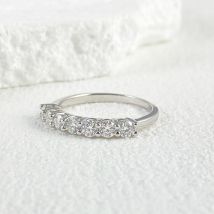 Bague de mariage en or blanc plaqué diamant pour femme avec moissanite complète NeeTim Fashion S Sterg Sier et alliance de mariage en diamant
