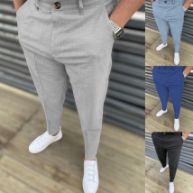 Vêtements pour hommes Nouvel été décontracté en coton taille moyenne disponible en magasin Pantalon long de couleur unie Pantalon décontracté en vache légèrement élastique